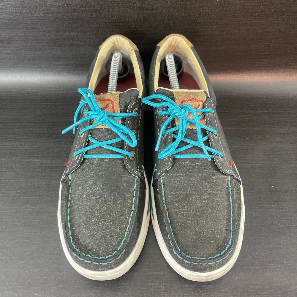 Twisted X Kicks Dura Womens size 7.5 Grey Turquoise Leather Lace Up Casual Shoes - Picture 2 of 9